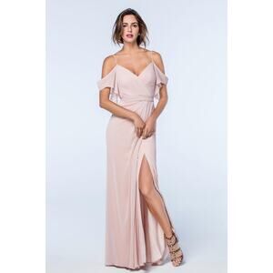Watters Women's Aldridge Off The Shoulder Bridesmaid Dress Buff Pink Size 4